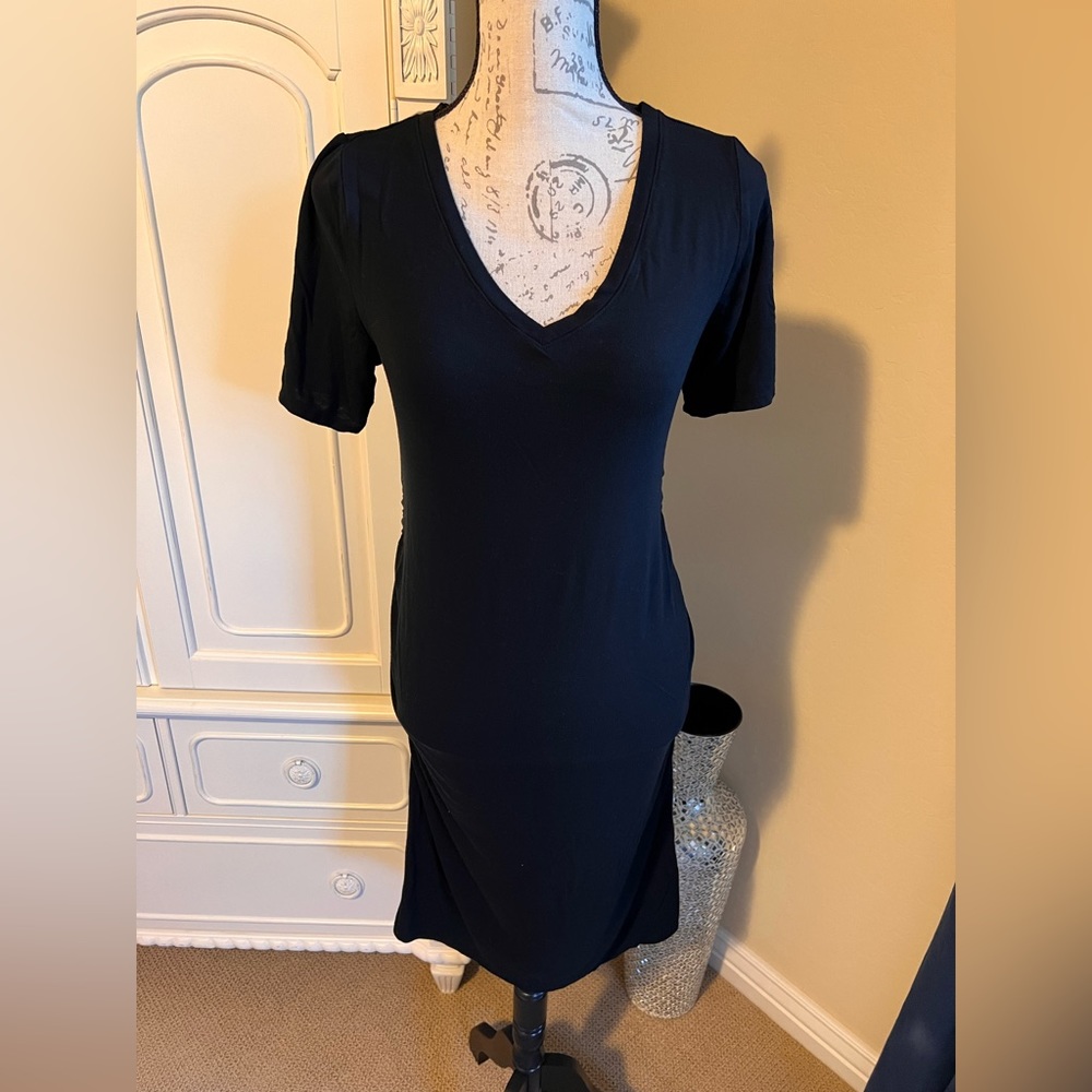 Black midi maternity dress